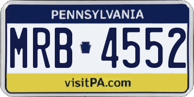 PA license plate MRB4552