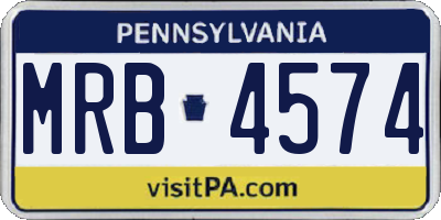 PA license plate MRB4574