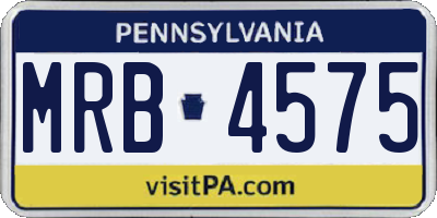 PA license plate MRB4575