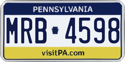 PA license plate MRB4598