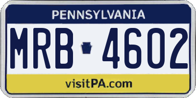 PA license plate MRB4602