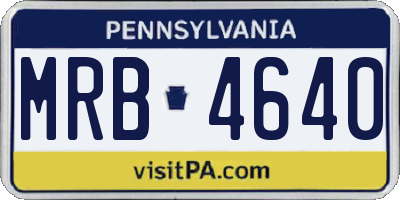 PA license plate MRB4640