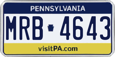 PA license plate MRB4643