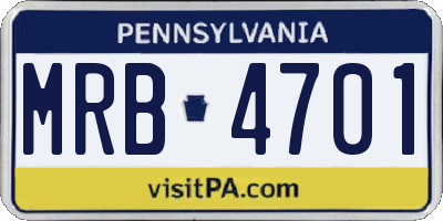 PA license plate MRB4701