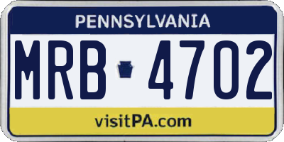 PA license plate MRB4702