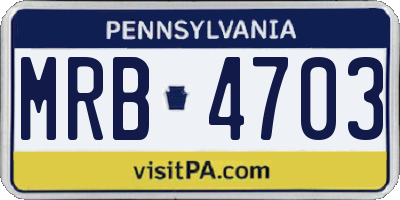 PA license plate MRB4703