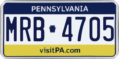 PA license plate MRB4705