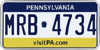 PA license plate MRB4734