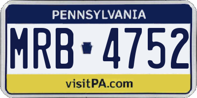 PA license plate MRB4752