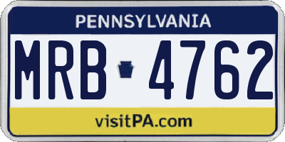 PA license plate MRB4762