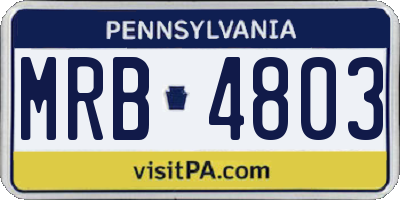 PA license plate MRB4803