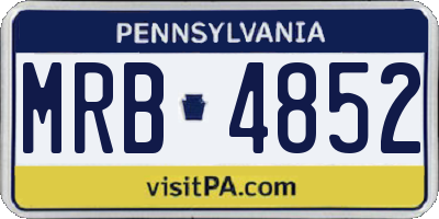 PA license plate MRB4852