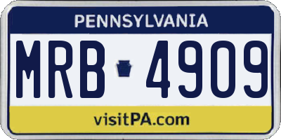PA license plate MRB4909