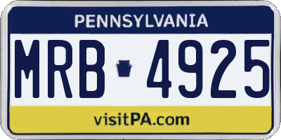 PA license plate MRB4925