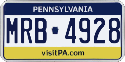 PA license plate MRB4928