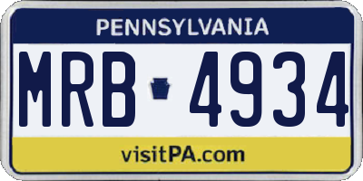 PA license plate MRB4934