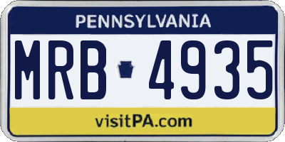 PA license plate MRB4935