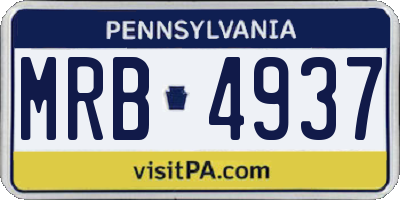 PA license plate MRB4937