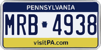 PA license plate MRB4938