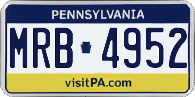 PA license plate MRB4952