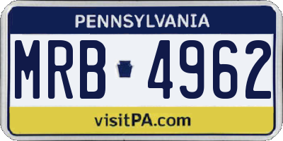 PA license plate MRB4962