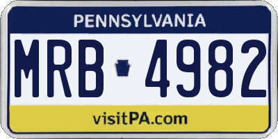 PA license plate MRB4982