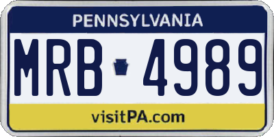 PA license plate MRB4989