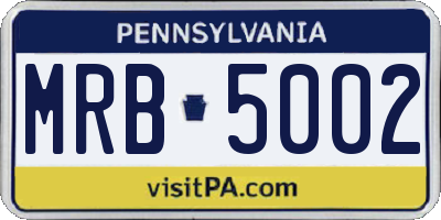 PA license plate MRB5002