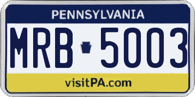 PA license plate MRB5003