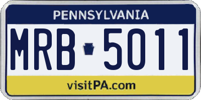PA license plate MRB5011