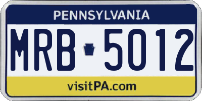 PA license plate MRB5012