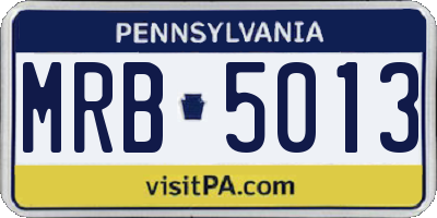 PA license plate MRB5013