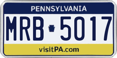 PA license plate MRB5017