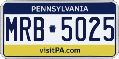 PA license plate MRB5025