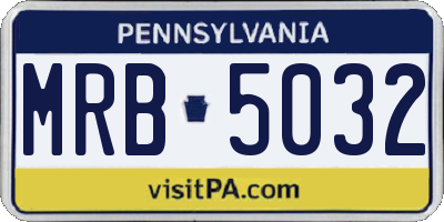 PA license plate MRB5032