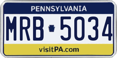 PA license plate MRB5034