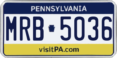 PA license plate MRB5036