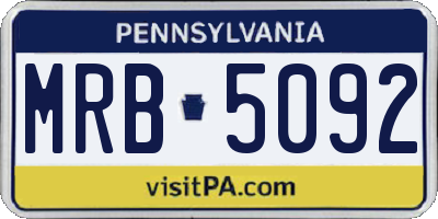 PA license plate MRB5092