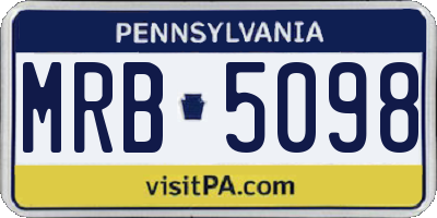 PA license plate MRB5098