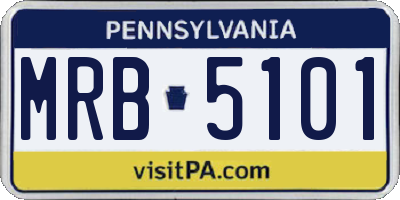 PA license plate MRB5101