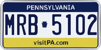 PA license plate MRB5102