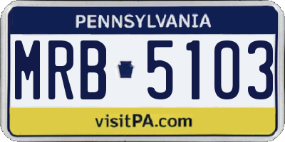 PA license plate MRB5103