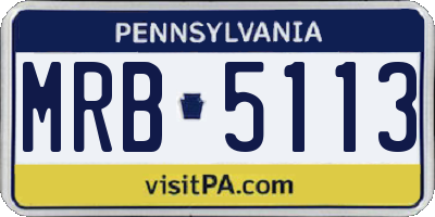 PA license plate MRB5113