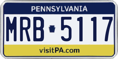 PA license plate MRB5117