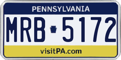 PA license plate MRB5172