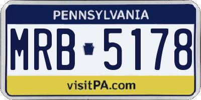 PA license plate MRB5178