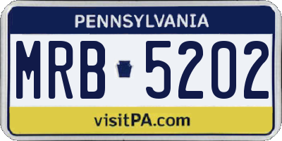 PA license plate MRB5202