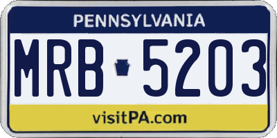 PA license plate MRB5203