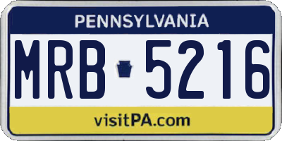 PA license plate MRB5216