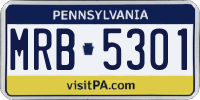 PA license plate MRB5301